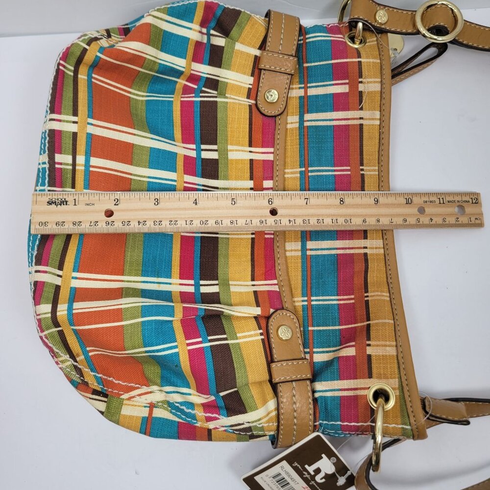 Vintage Relic by Fossil Plaid Multicolor Striped Crossbody Bag - Picture 11 of 12